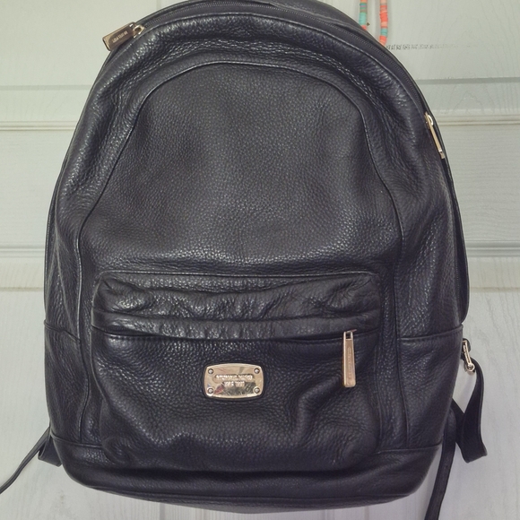 Michael Kors Black Leather Backpack - Picture 1 of 3